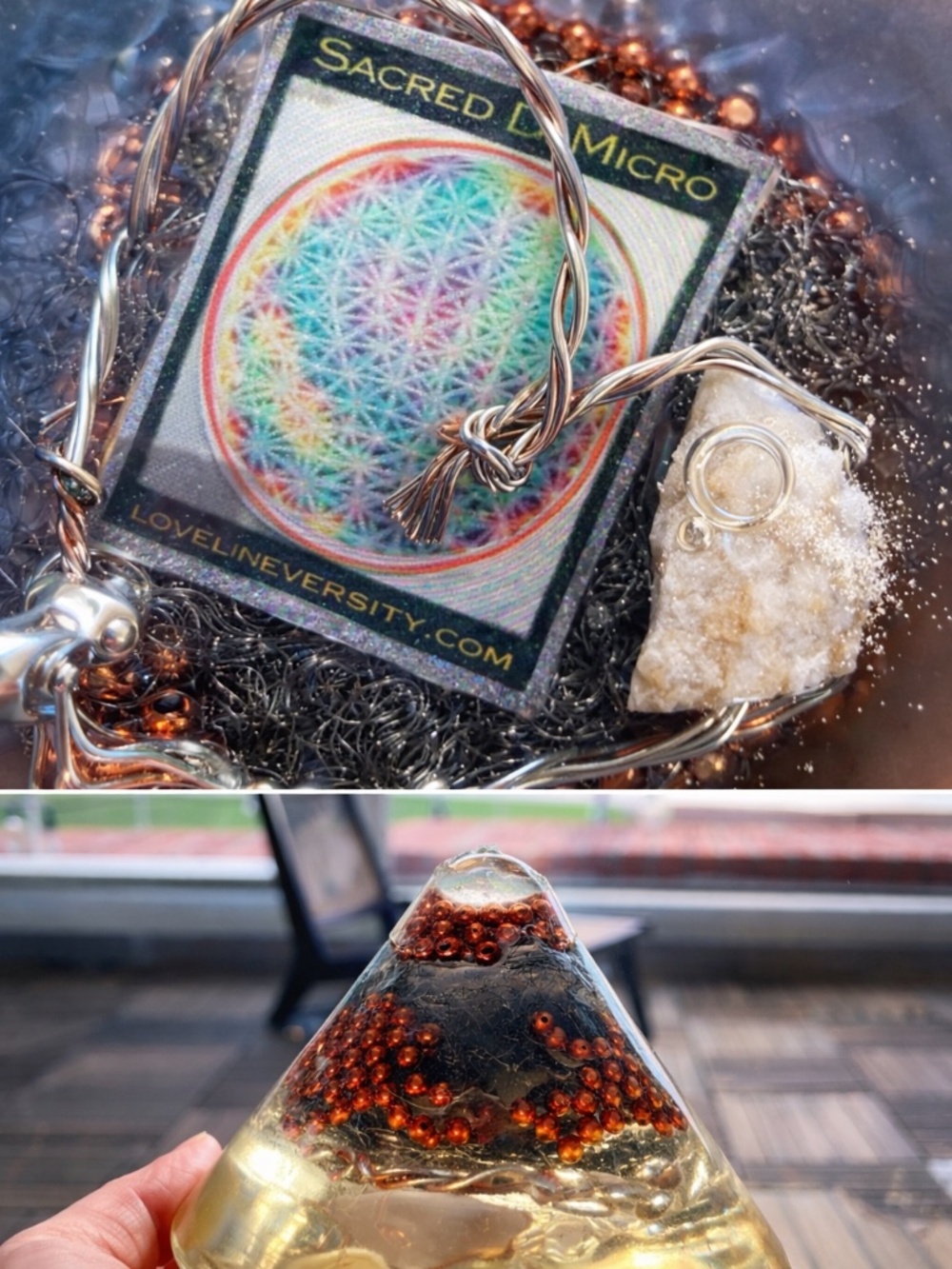 Large Orgonite Pyramid – Copper Coil, Crystal Energy Piece, Meditation Décor